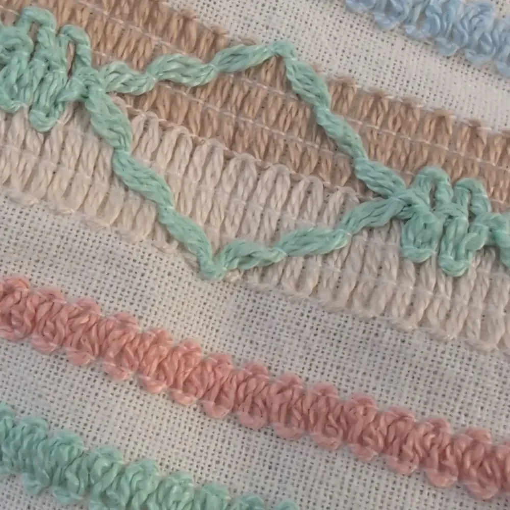 Vintage linen pastel striped embroidered valences‎